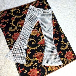 Boohoo Fishnet Flare White Pants, Medium